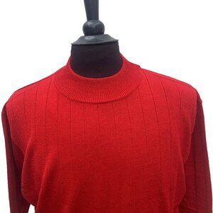 Crew Neck Sweater Le' MONDE Homme Couture 100% Acrylic Made in Korea Red Medium